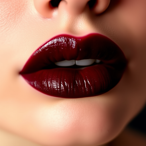 Sultry wine-stained lips showcase a deep burgundy center that fades to a softer hue at the edges, mimicking the look of sipping fine red wine