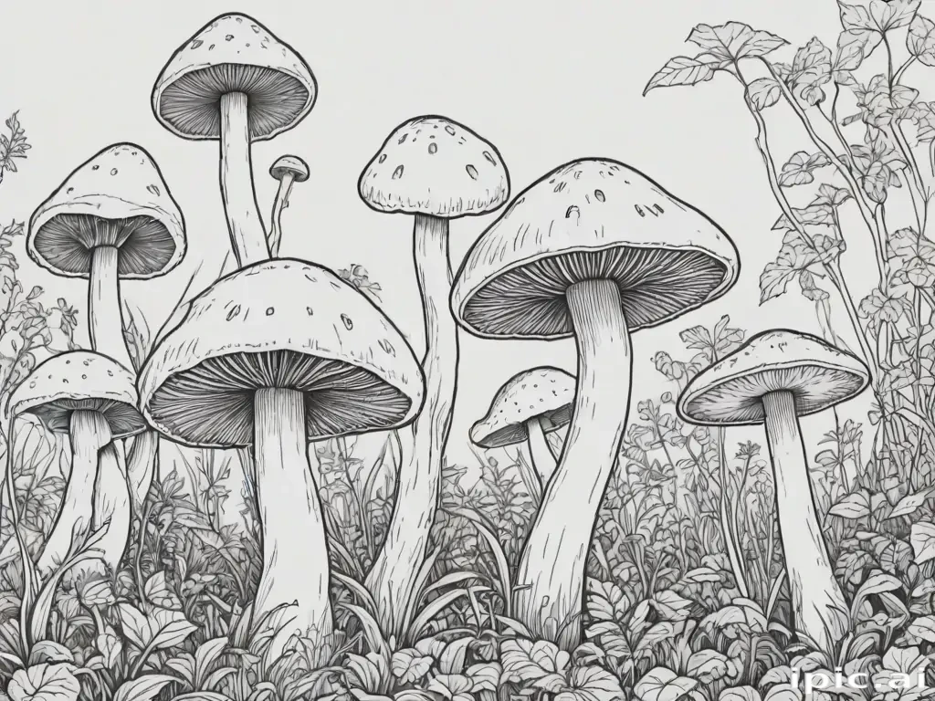 mushroom line art