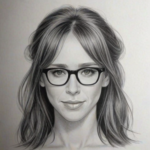 Beauteous Jennifer Love Hewitt, pencil sketch, portrait of Appealing woman 1923s in glasses, hair style beatnik, outline, clear lines, fine lines, 8k
