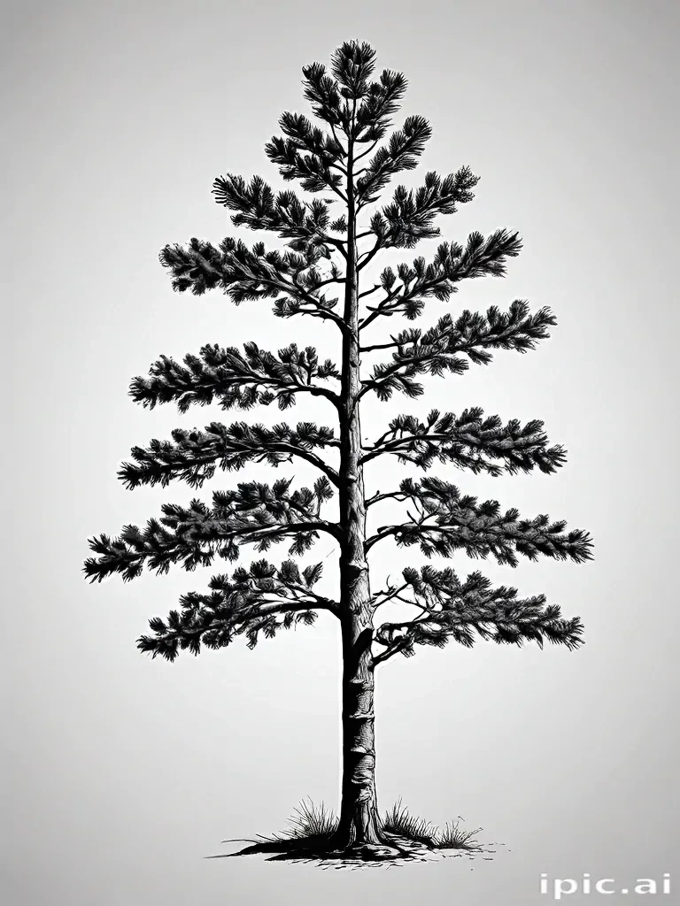 pine tree clip art black and white