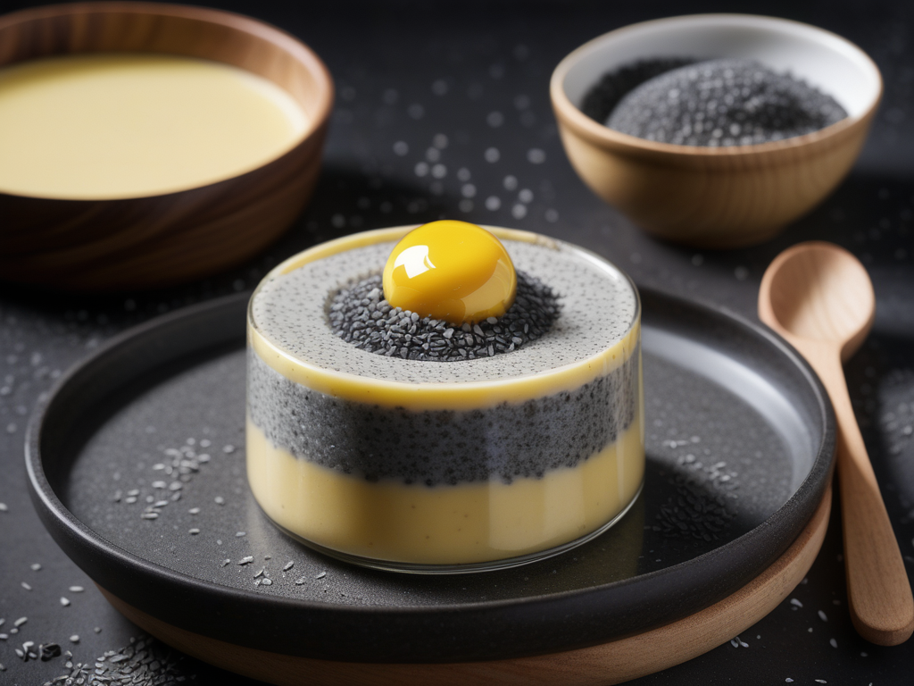 black sesame salt and custard pudding