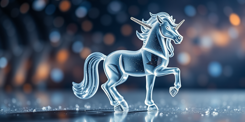 ultra-realistic photo of a crystal unicorn figurine with a celestial background, f/1.8 aperture, ISO 200, 85mm lens, macro view, studio lighting, DSLR camera