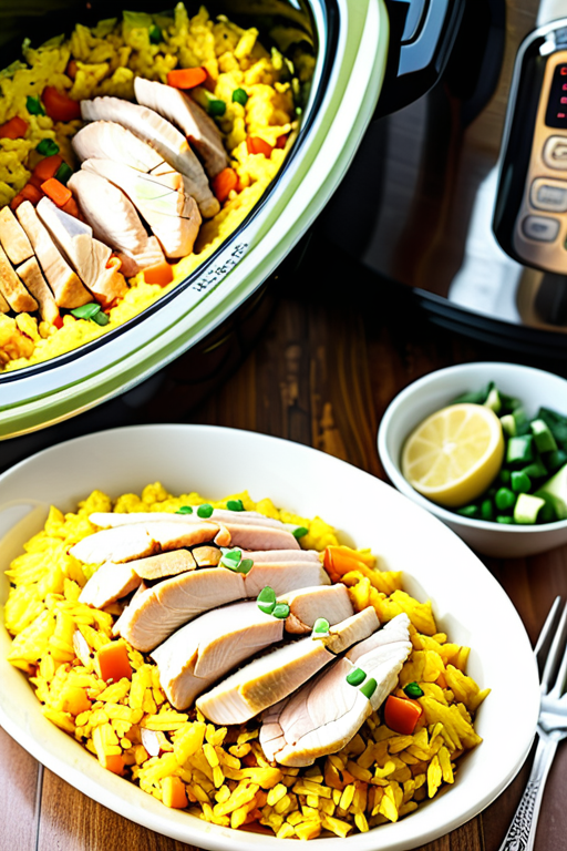 chicken and yellow rice in the crock-pot