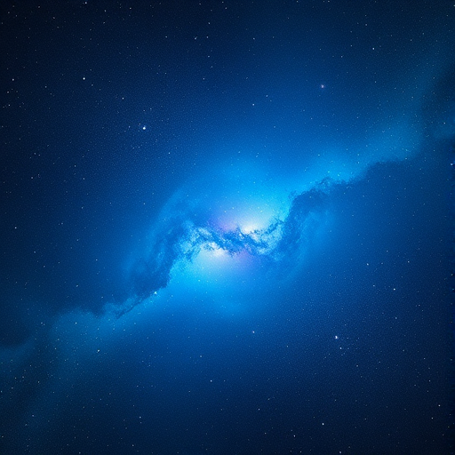 Generate a high-resolution cosmic nebula background with vibrant shades of blue and subtle star details, photographed with a DSLR camera at f/2.8 aperture, ISO 100, using a wide-angle lens, in a panoramic view to capture an expansive feel.