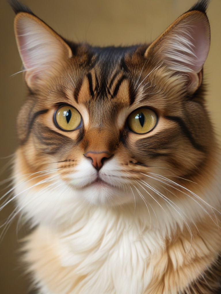 A Beautiful Maine Coon Cat with Striking Eyes and Fluffy Fur