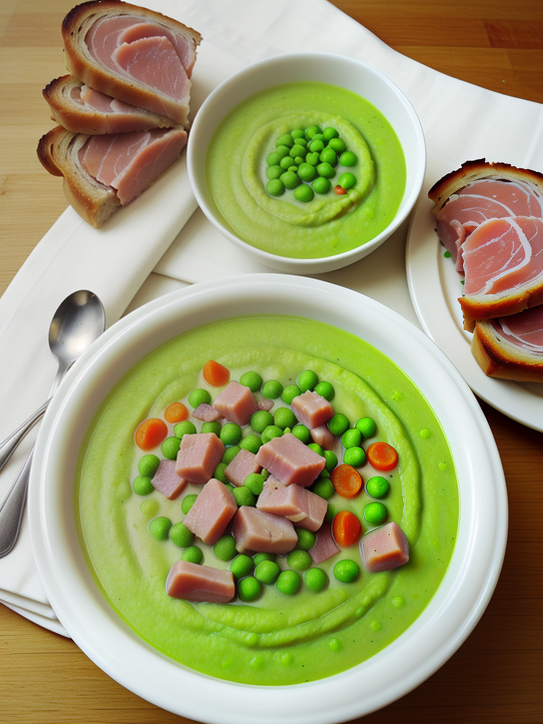 calories in pea soup with ham