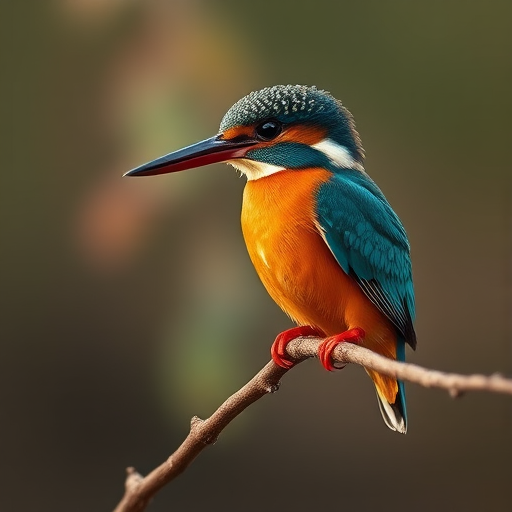Close-up of a kingfisher perched on a branch near water with a shallow depth of field, shot with a Canon EOS 5D Mark IV, 85mm f/1.8 lens, aperture f/2.8, ISO 200, shutter speed 1/400s, natural light during golden hour.
