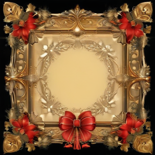Elegant Decorative Frame Adorned with Vibrant Red Flowers and Bow