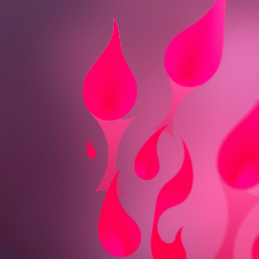 Create a vibrant digital illustration of stylized flame-like shapes in shades of red and pink, with a smooth gradient effect, using a high-resolution canvas at 300 DPI, photographed from a slight top-down angle, with a soft-focus background to enhance the main subject, utilizing a DSLR camera with a 50mm lens and an aperture setting of f/2.8.