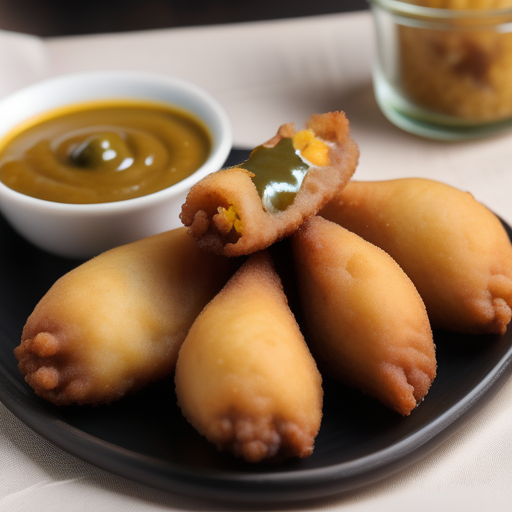 deep fried appetizer served with chutney