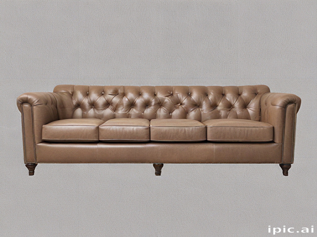 Elegant Brown Leather Chesterfield Sofa with Classic Tufted Design and ...