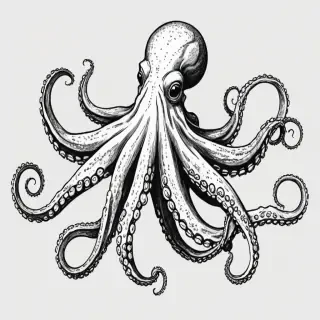 octopus clipart black and white