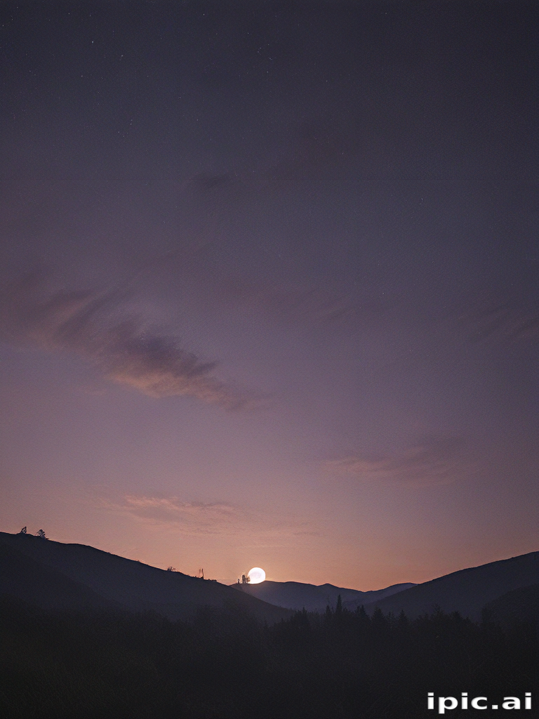 Majestic Sunset Over Rolling Hills Under a Starry Twilight Sky