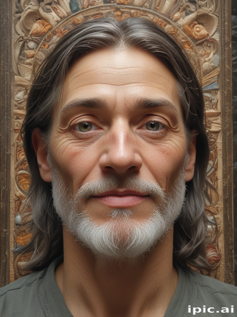 Portrait of a Mature Man with Long Hair and a Distinguished Beard