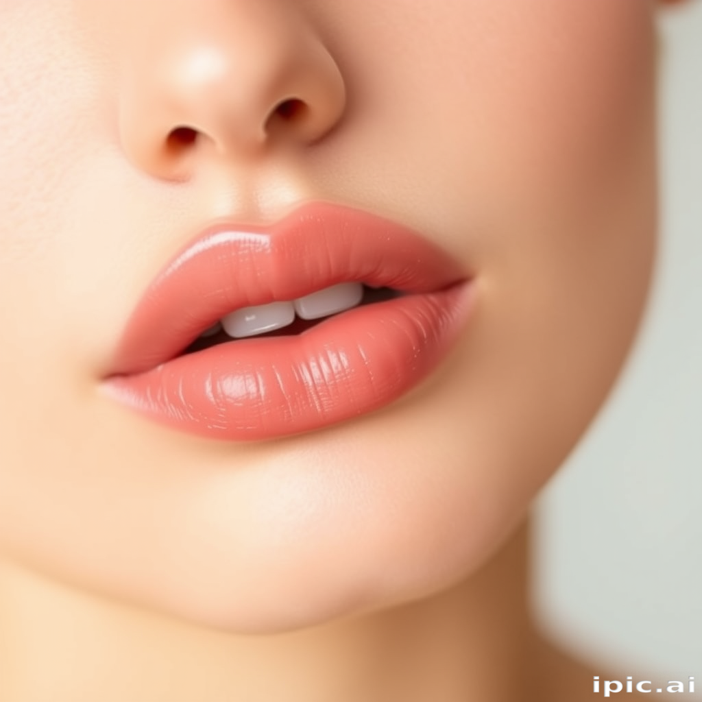Natural nude lips with a subtle pink undertone, enhancing the lips' natural beauty and creating a fresh, effortless look
