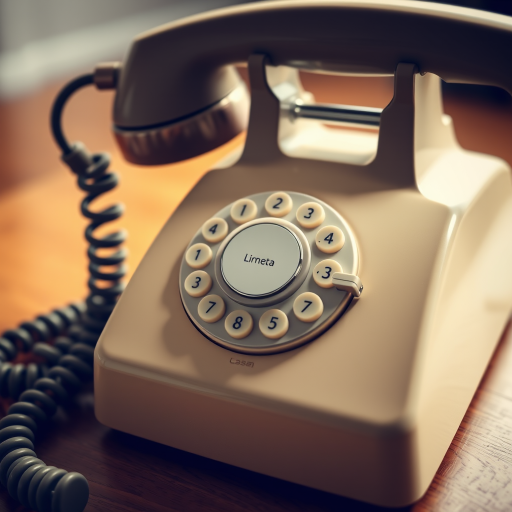 Create a high-resolution image of a classic landline telephone with a coiled cord, view from a 45-degree angle, using a DSLR camera with a 50mm lens, aperture set to f/1.8, ISO 200, and soft natural lighting for enhanced detail and contrast.