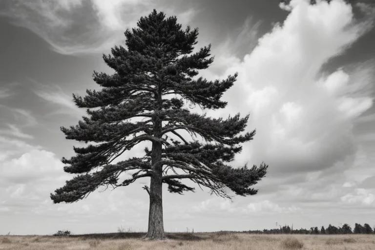 black and white pine tree clipart
