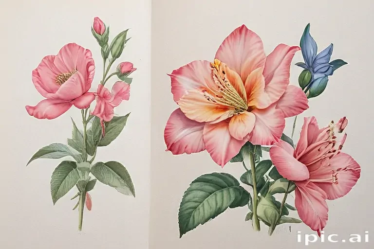 drawings of flowers with color