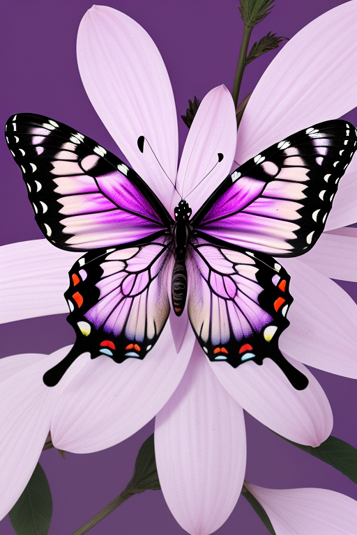 Graceful Butterfly Displaying Vibrant Colors Against a Soft Floral ...