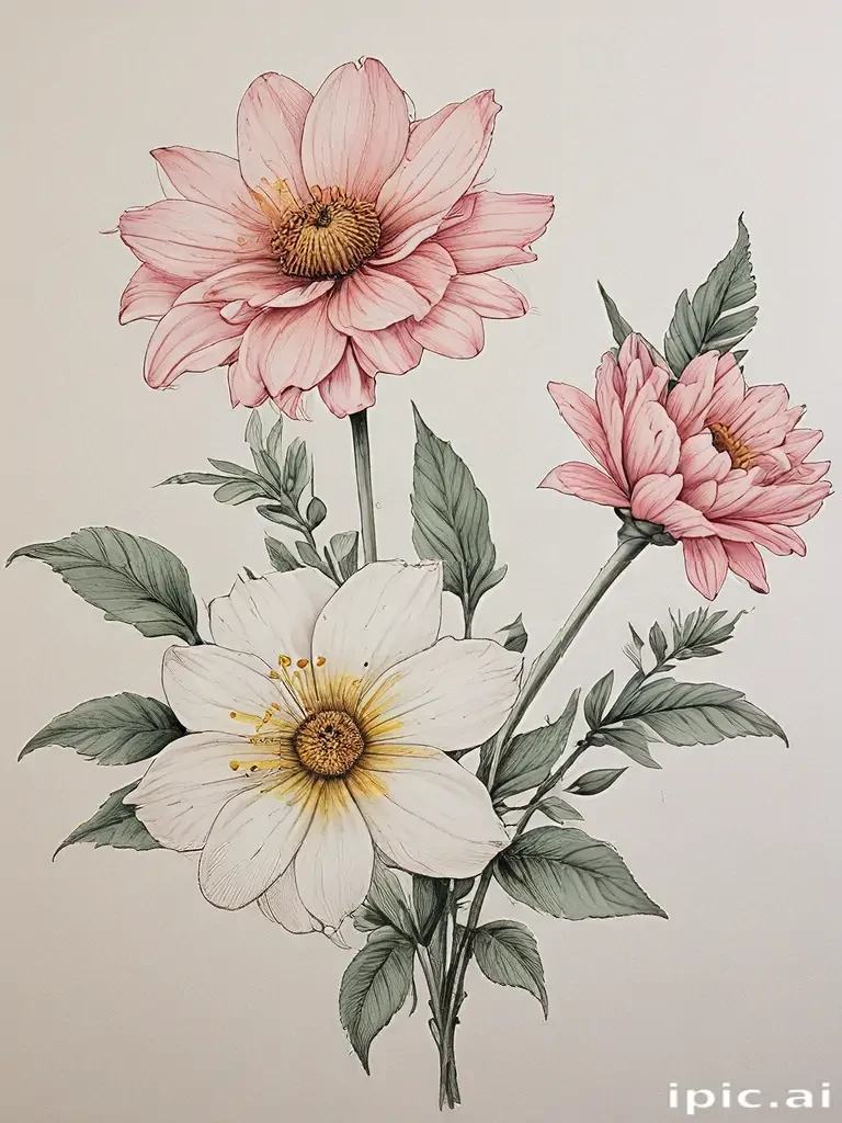 flower aesthetic drawings