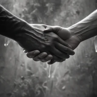 handshake black and white
