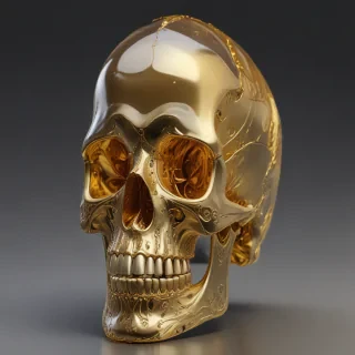 transparent gold skull
