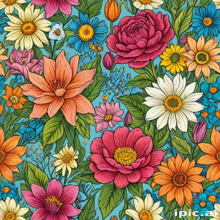 colored drawings of flowers