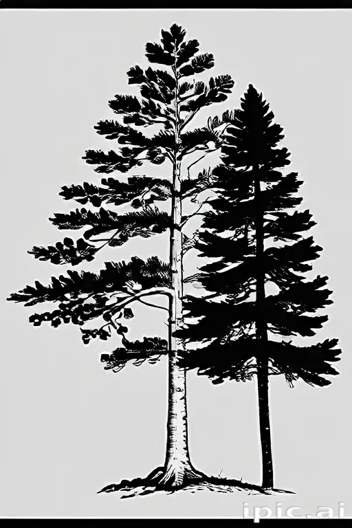 black and white pine tree clipart