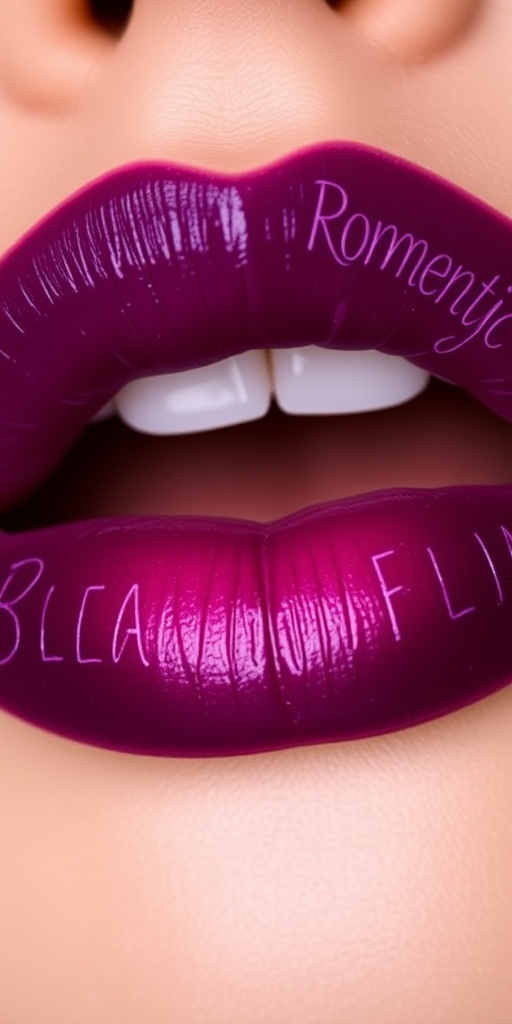 Romantic "Berry Bliss" ombré lip effect combines deep purple edges with a lighter center, creating a dimensional and alluring pout for passionate encounters