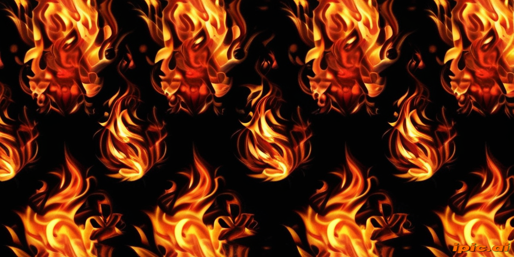 Vibrant and Dynamic Flames Dancing Against a Dark Background Pattern