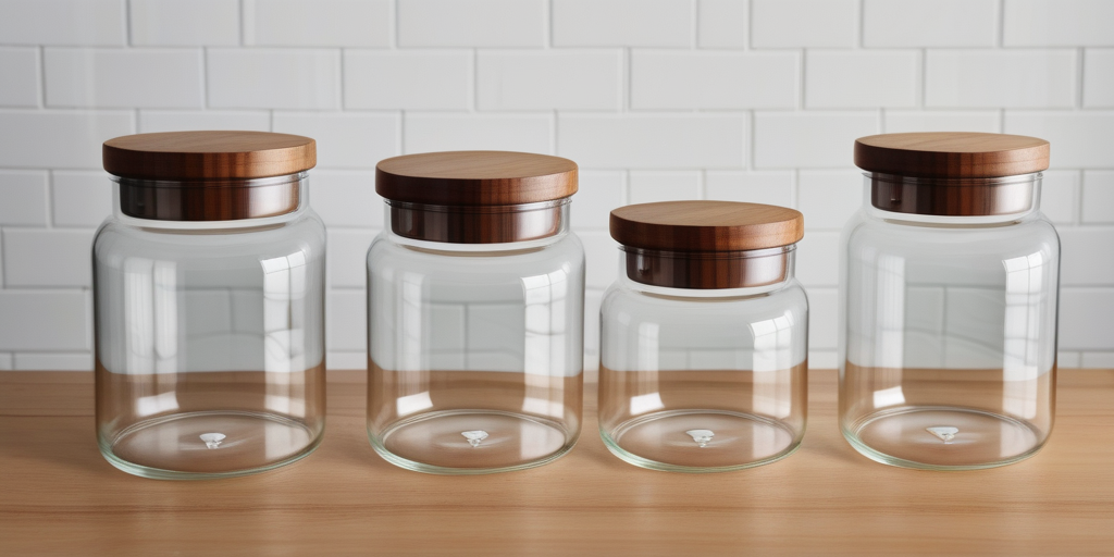 glass containers with wood lids