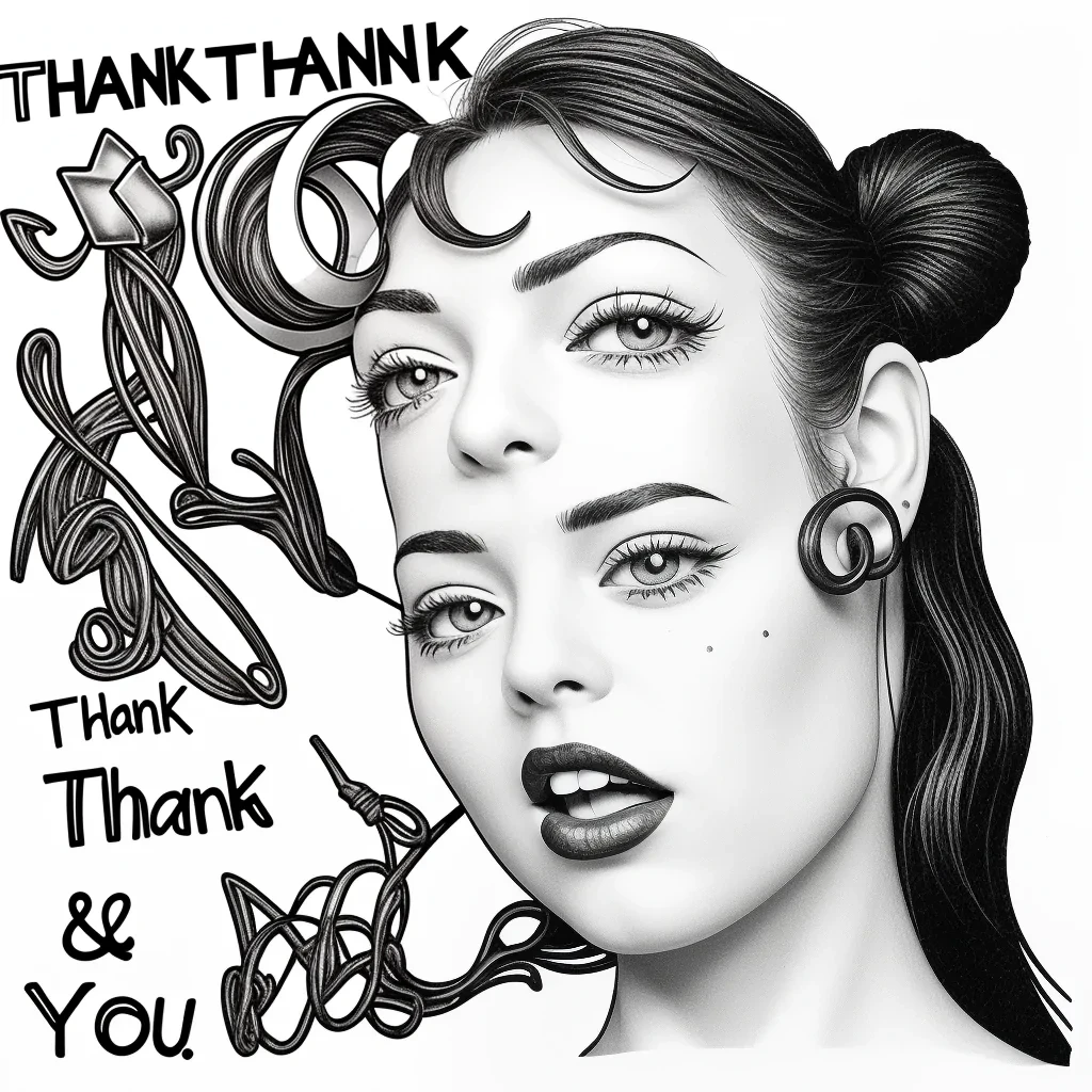 thank you clip art black and white
