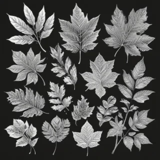 leaves clip art black and white