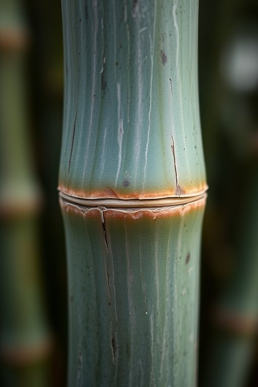 Close-up of a bamboo stalk with detailed textures and colors, natural lighting, shallow depth of field, captured using a DSLR camera with a 50mm lens at f/2.8, ISO 200, and a resolution of 24MP.