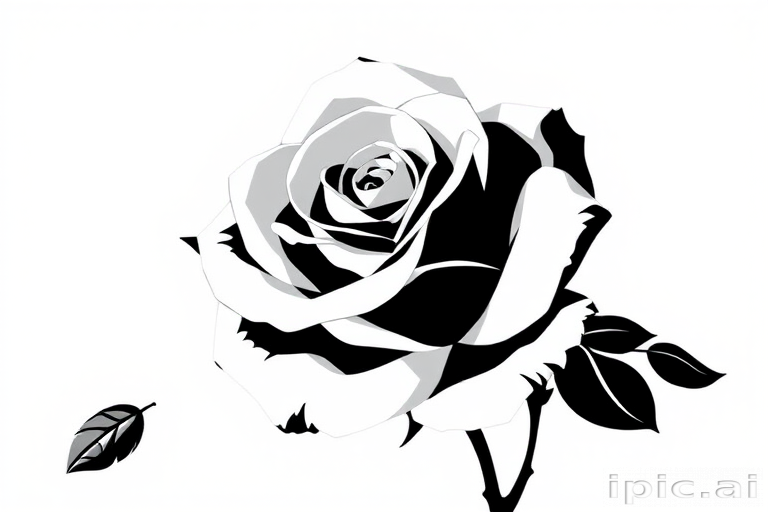 black and white rose clip art