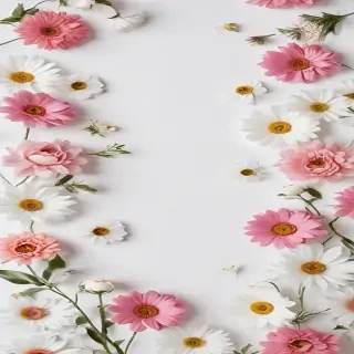 white background with flowers