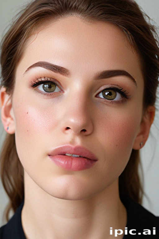 Close-Up Portrait of a Young Woman with Natural Beauty and Radiant Skin