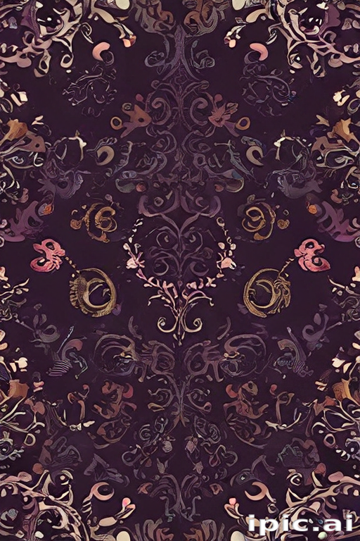 Intricate Floral and Abstract Design in Rich Colors on Dark Background