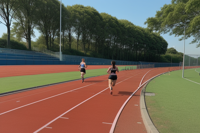 Two Athletes Competing In A Sprint On An Outdoor Track Field two-athletes-competing-in-a-sprint-on-an-outdoor-track-field