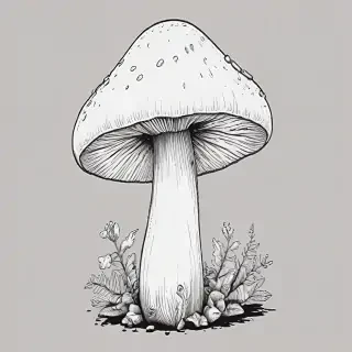 mushroom clipart black and white