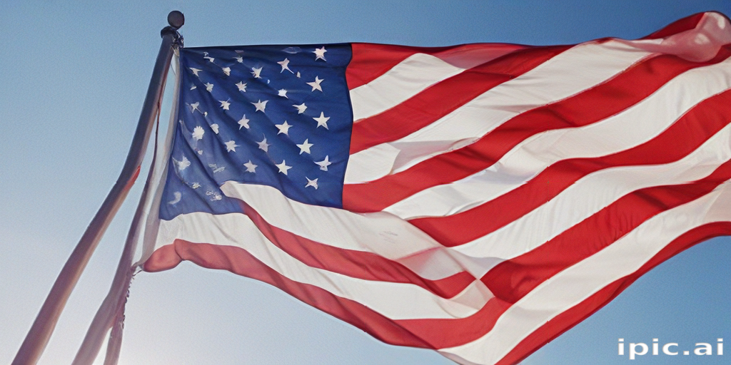 Waving American Flag Against a Clear Blue Sky Symbolizing Freedom and Unity
