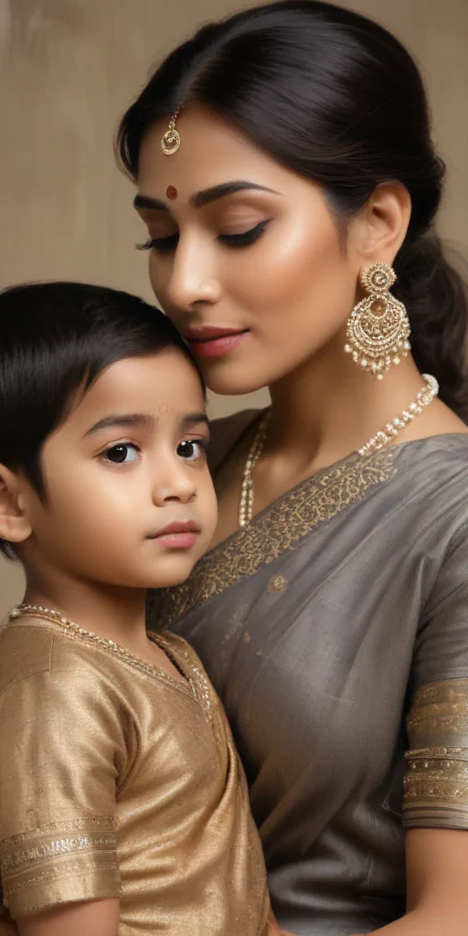 mom and son indian