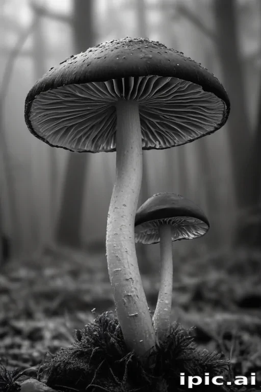 mushroom black and white