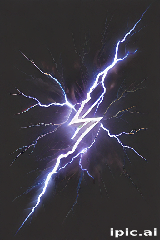 Dynamic Display of Lightning Strikes Illuminating the Dark Night Sky