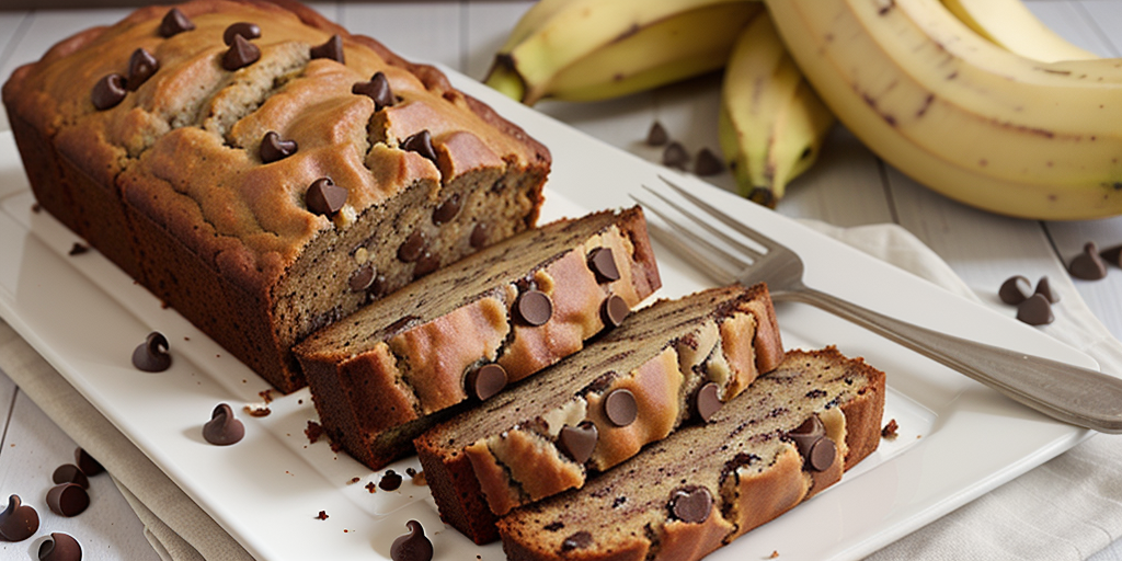 banana bread with chocolate chips and walnuts