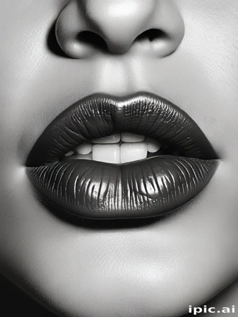 lips black and white clipart