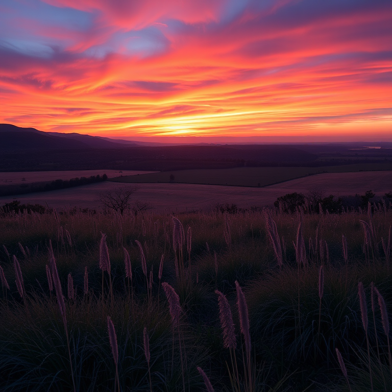 Create a high-resolution image of a serene landscape at sunset with vibrant colors, using a Canon EOS 5D Mark IV, 24mm lens, aperture f/8, ISO 100, and captured from an eye-level perspective to enhance depth and detail.