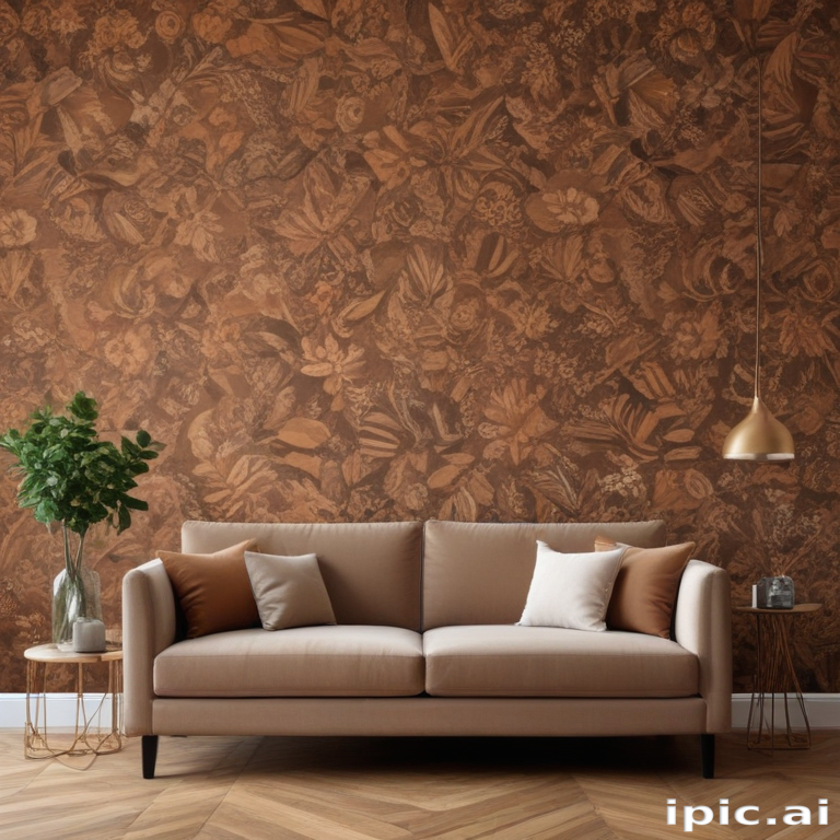 Cozy Living Room with Floral Wallpaper and Elegant Sofa Arrangement