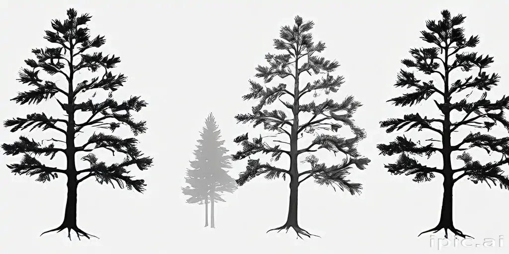 pine tree clip art black and white