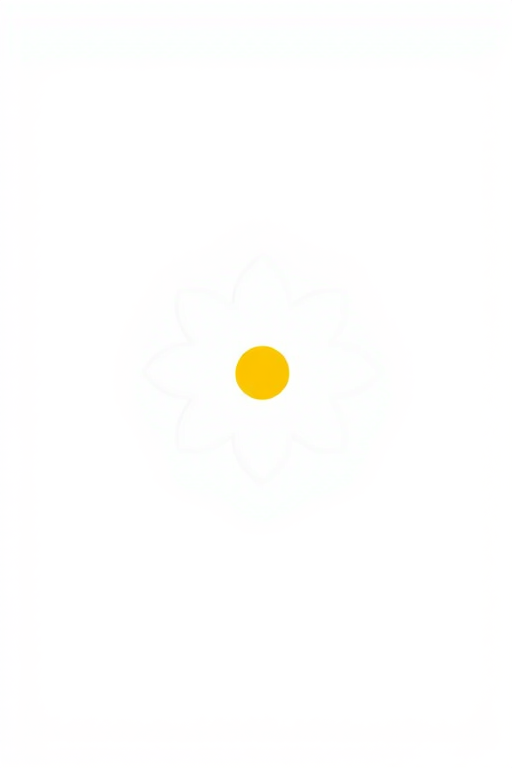 Create a simple and cute flower design with a white petal outline and a yellow center on a plain white background. Make the flower small and centered in the image.